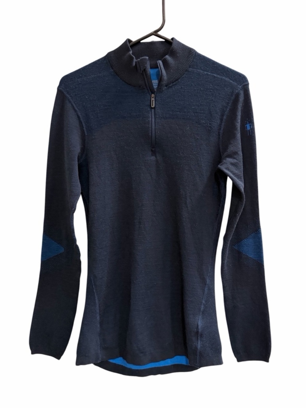 Smartwool Intraknit 200 Quarter Zip Base Layer Top Blue Size Small